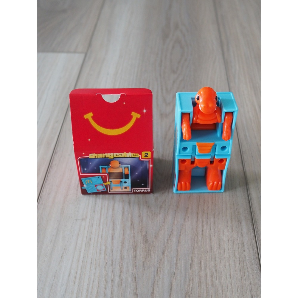 New McDonalds Changeables 2 Torrus Orange Blue Happy Meal Toy Robot Dinosaur